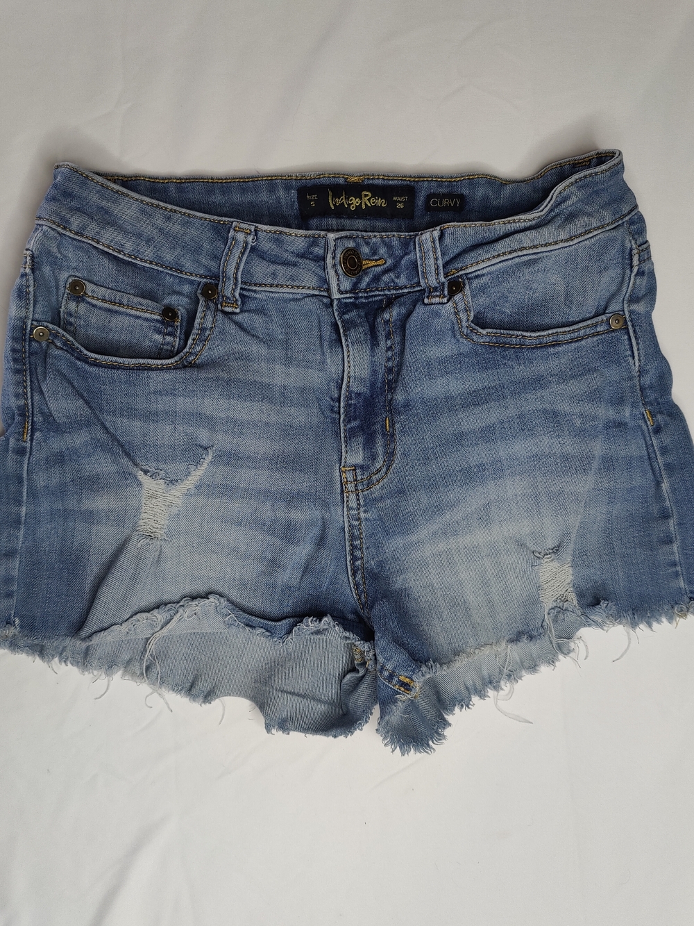Indigo Rein Light Blue Distressed Denim Cutoff Shorts